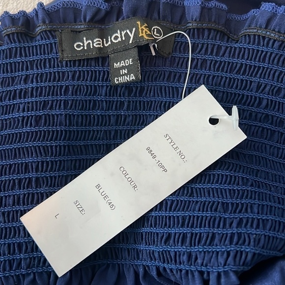 Chaudry KC for RAGA Sequin & Jeweled Satin Peplum Top in Navy Size Large NWT! - Picture 6 of 7